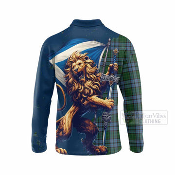 Forsyth Tartan Family Crest Long Sleeve Polo Shirt with Scottish Majestic Lion - Tartan Vibes Clothing