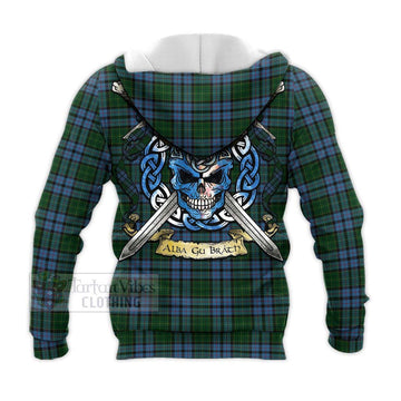 Forsyth Tartan Knitted Hoodie with Family Crest Celtic Skull Style - Tartan Vibes Clothing