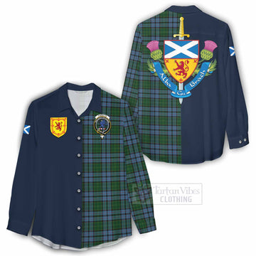 Forsyth Tartan Women's Casual Shirt Alba with Scottish Lion Royal Arm Half Style - Tartan Vibes Clothing