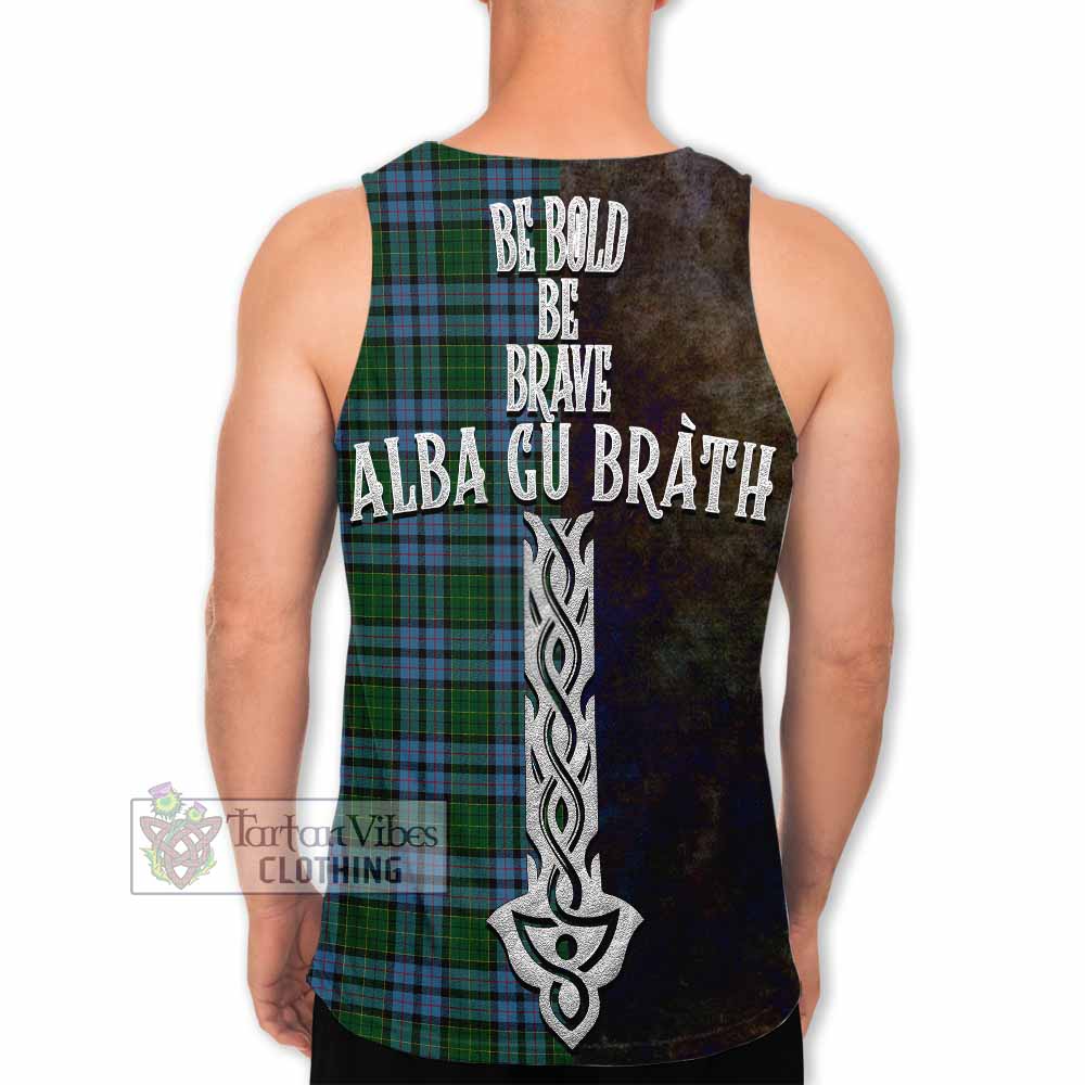 Tartan Vibes Clothing Forsyth Tartan Family Crest Men's Tank Top Alba Gu Brath Be Brave Lion Ancient Style