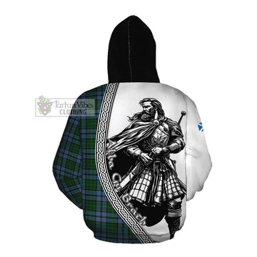 Forsyth Tartan Clan Crest Cotton Hoodie with Highlander Warrior Celtic Style Pullover Hoodie - Tartan Vibes Clothing