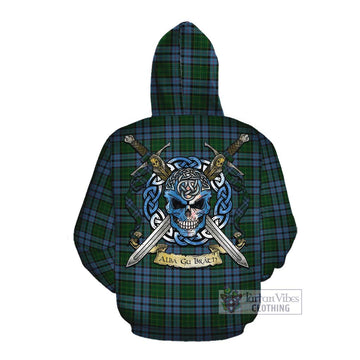 Forsyth Tartan Cotton Hoodie with Family Crest Celtic Skull Style Pullover Hoodie - Tartan Vibes Clothing