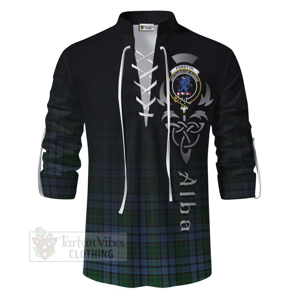 Forsyth Tartan Ghillie Kilt Shirt Featuring Alba Gu Brath Family Crest Celtic Inspired - Tartan Vibes Clothing