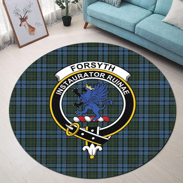Forsyth Tartan Round Rug with Family Crest - Tartan Vibes Clothing