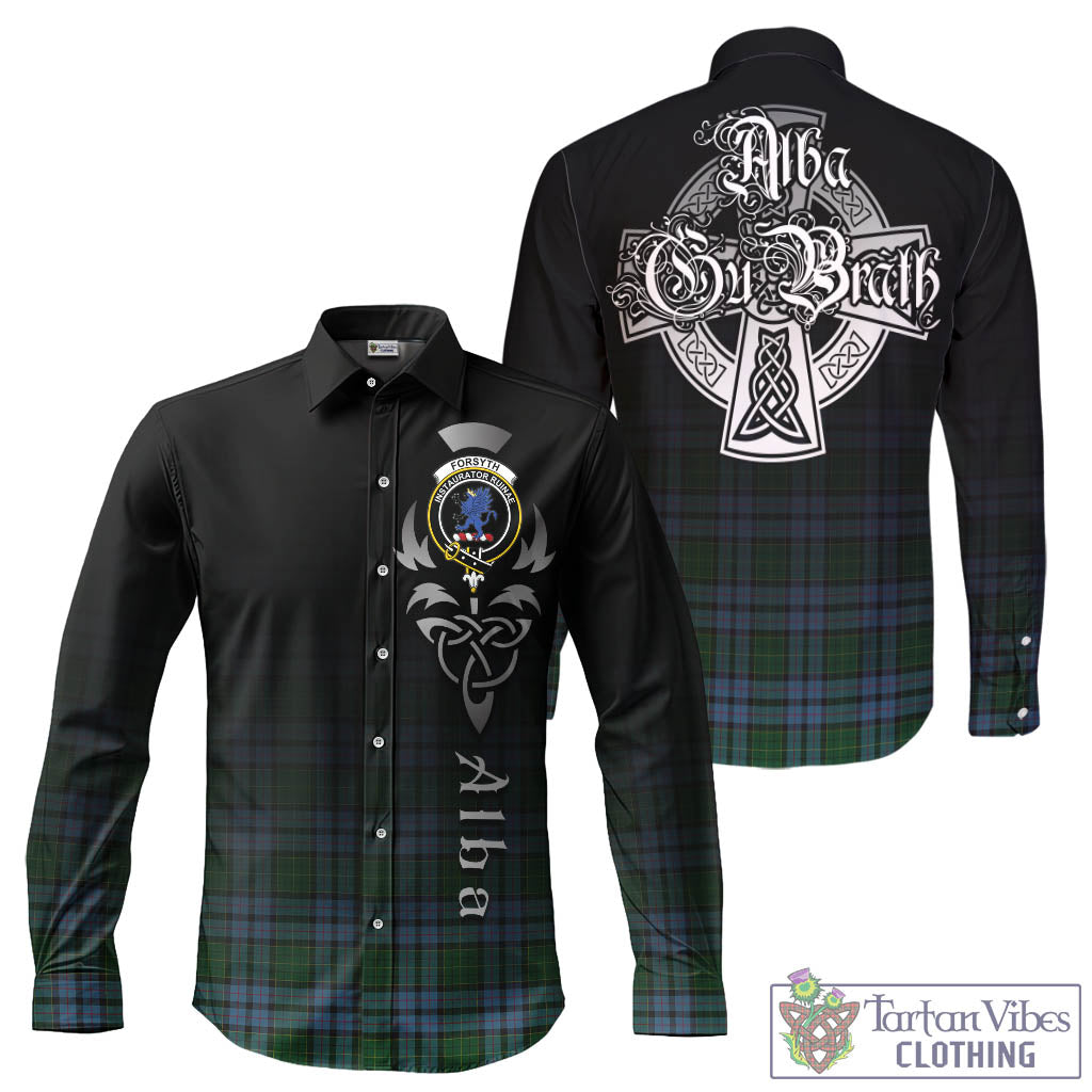 Forsyth Tartan Long Sleeve Button Up Featuring Alba Gu Brath Family Crest Celtic Inspired - Tartan Vibes Clothing