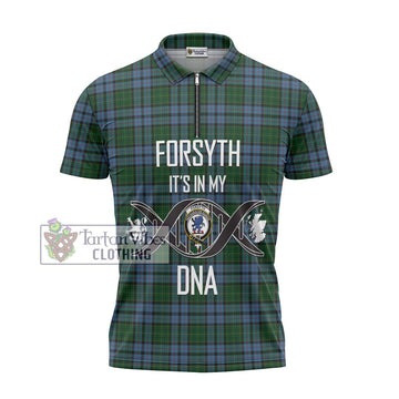 Forsyth Tartan Zipper Polo Shirt with Family Crest DNA In Me Style
