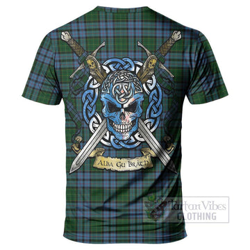 Forsyth Tartan T-Shirt with Family Crest Celtic Skull Style - Tartan Vibes Clothing