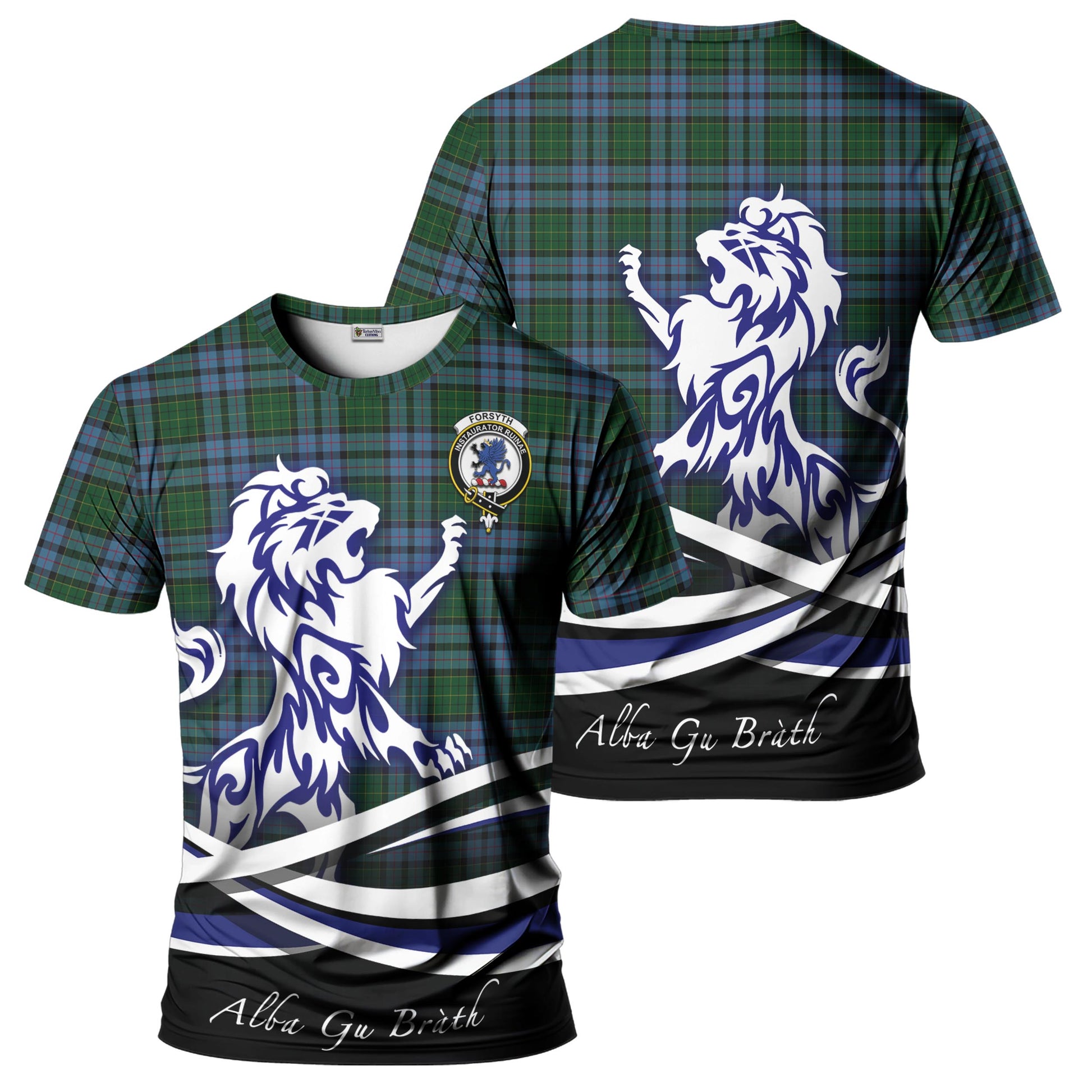 Forsyth Tartan T-Shirt with Alba Gu Brath Regal Lion Emblem - Tartan Vibes Clothing