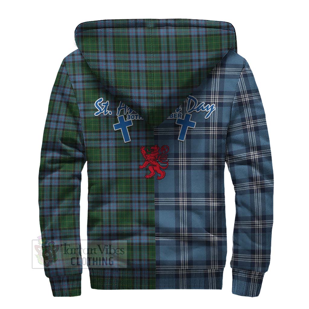 Tartan Vibes Clothing Forsyth Tartan Sherpa Hoodie Happy St. Andrew's Day Half Tartan Style