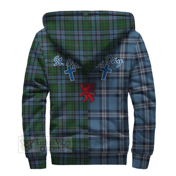 Forsyth Tartan Sherpa Hoodie Happy St. Andrew's Day Half Tartan Style - Tartan Vibes Clothing