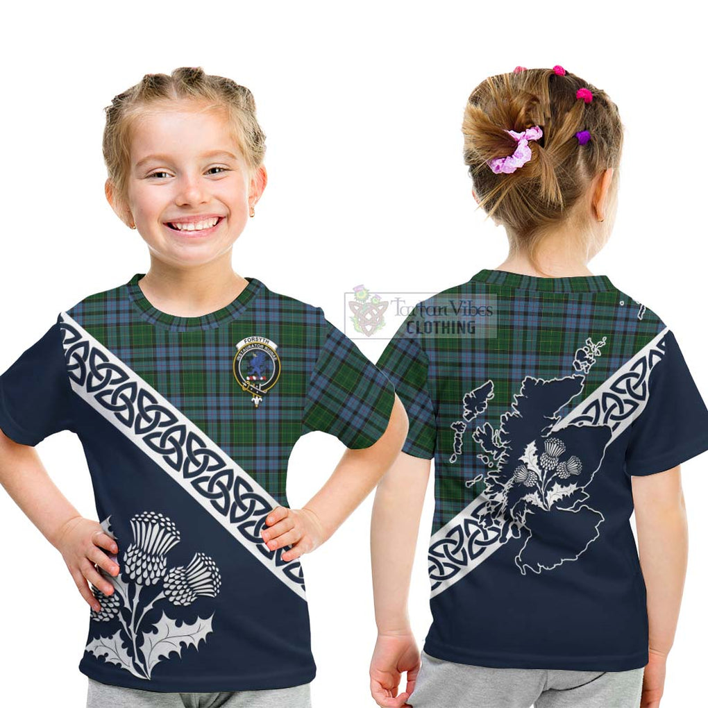 Forsyth Tartan Kid T-Shirt Featuring Thistle and Scotland Map - Tartan Vibes Clothing