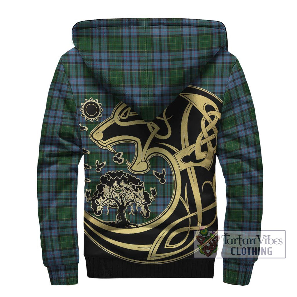 Forsyth Tartan Sherpa Hoodie with Family Crest Celtic Wolf Style - Tartan Vibes Clothing