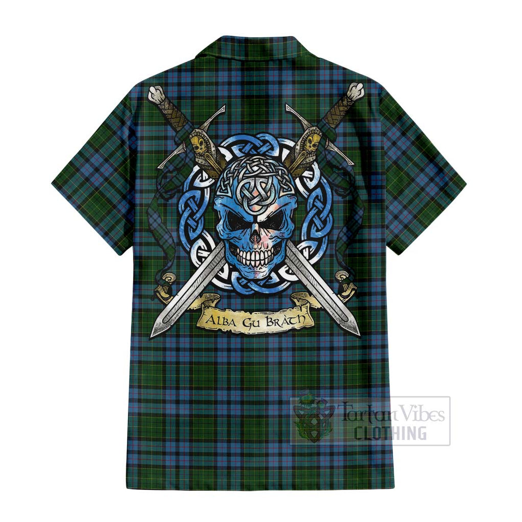Forsyth Tartan Hawaiian Shirt with Family Crest Celtic Skull Style - Tartan Vibes Clothing
