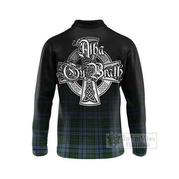 Forsyth Tartan Long Sleeve Polo Shirt Featuring Alba Gu Brath Family Crest Celtic Inspired - Tartan Vibes Clothing