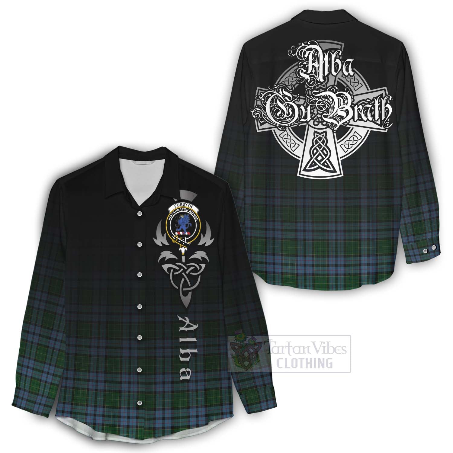 Forsyth Tartan Women's Casual Shirt Featuring Alba Gu Brath Family Crest Celtic Inspired - Tartan Vibes Clothing
