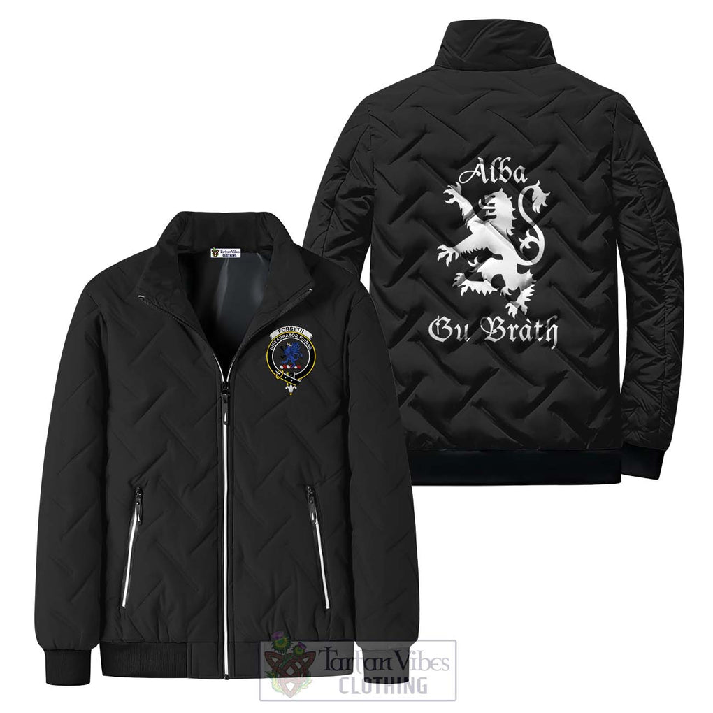 Forsyth Family Crest Padded Cotton Jacket Lion Rampant Alba Gu Brath Style - 2D-tartanvibesclothing