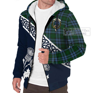 Forsyth Tartan Sherpa Hoodie Featuring Thistle and Scotland Map - Tartan Vibes Clothing