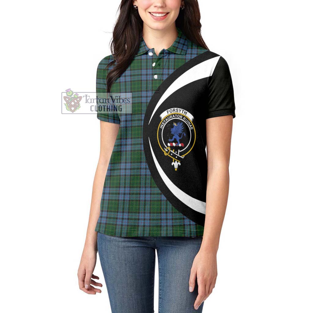 Forsyth Tartan Women's Polo Shirt with Family Crest Circle Style - Tartan Vibes Clothing