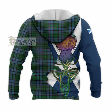 Tartan Vibes Clothing Forsyth Tartan Family Crest Knitted Hoodie Scottish Thistle Celtic Inspired