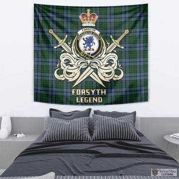 Forsyth Tartan Tapestry with Clan Crest and the Golden Sword of Courageous Legacy - Tartan Vibes Clothing