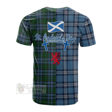 Tartan Vibes Clothing Forsyth Tartan Cotton T-shirt Happy St. Andrew's Day Half Tartan Style
