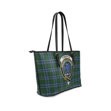 Forsyth Tartan Leather Tote Bag with Family Crest