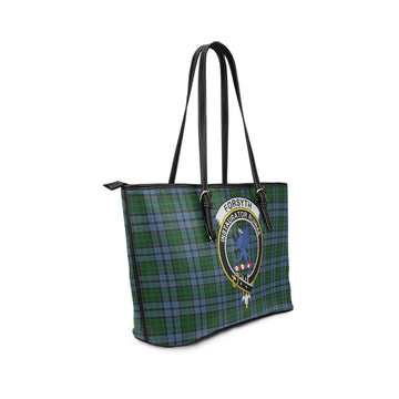 Forsyth Tartan Leather Tote Bag with Family Crest - Tartan Vibes Clothing