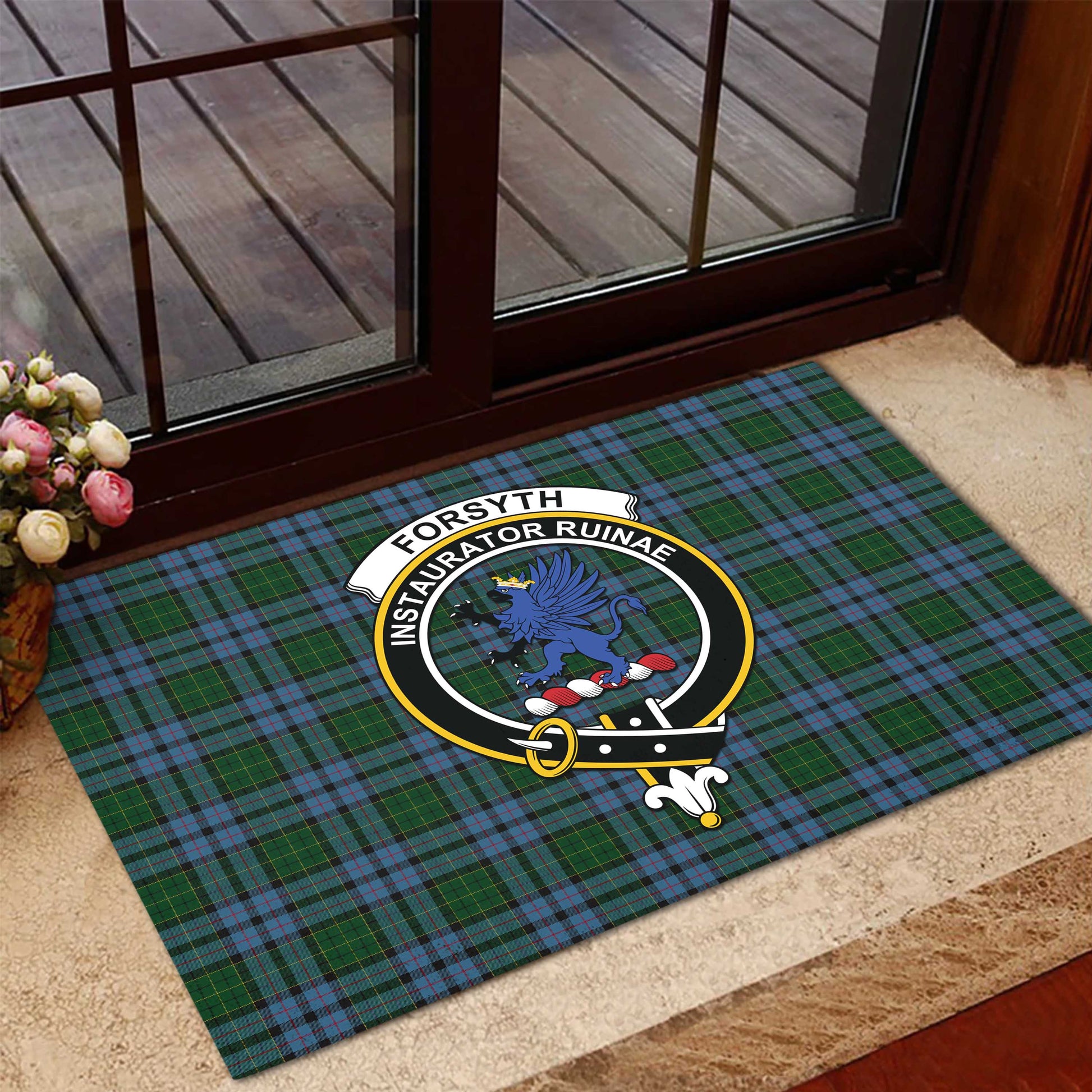 Forsyth Tartan Rubber Doormat with Family Crest - Tartan Vibes Clothing