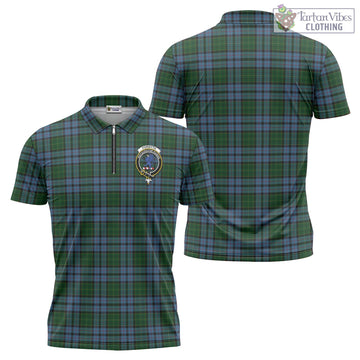 Forsyth Tartan Zipper Polo Shirt with Family Crest