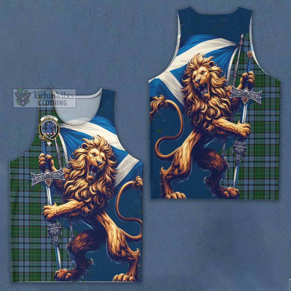 Forsyth Tartan Family Crest Men's Tank Top with Scottish Majestic Lion - Tartan Vibes Clothing