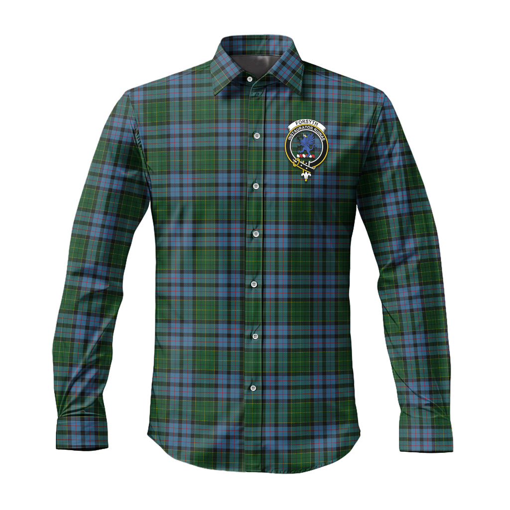 Forsyth Tartan Long Sleeve Button Up Shirt with Family Crest Men's Shirt - Tartan Vibes Clothing