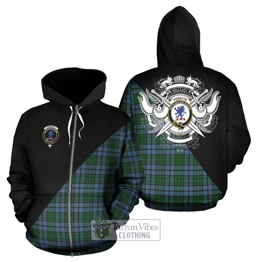 Forsyth Tartan Hoodie with Family Crest and Military Logo Style - Tartan Vibes Clothing