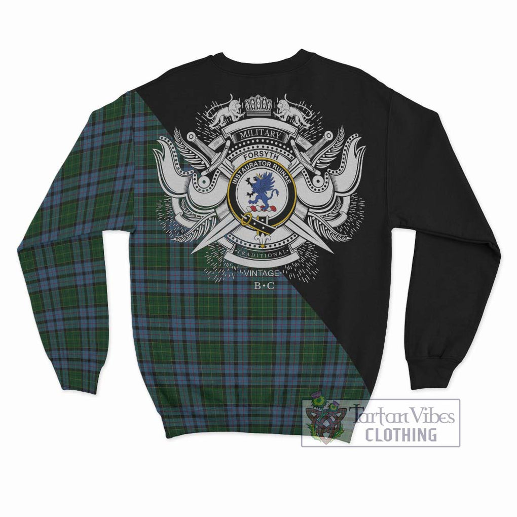 Forsyth Tartan Sweatshirt with Family Crest and Military Logo Style - Tartan Vibes Clothing