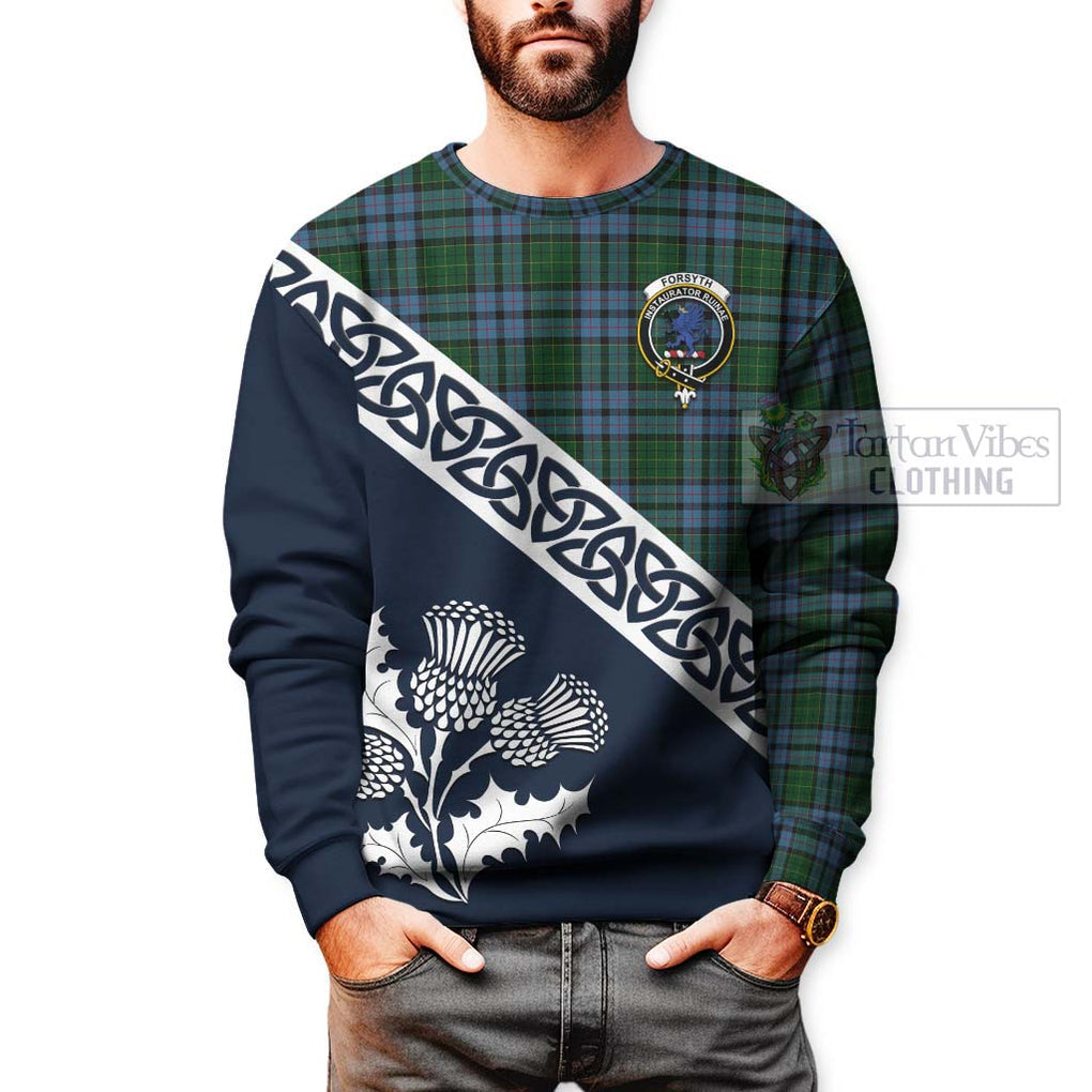 Forsyth Tartan Sweatshirt Featuring Thistle and Scotland Map - Tartan Vibes Clothing