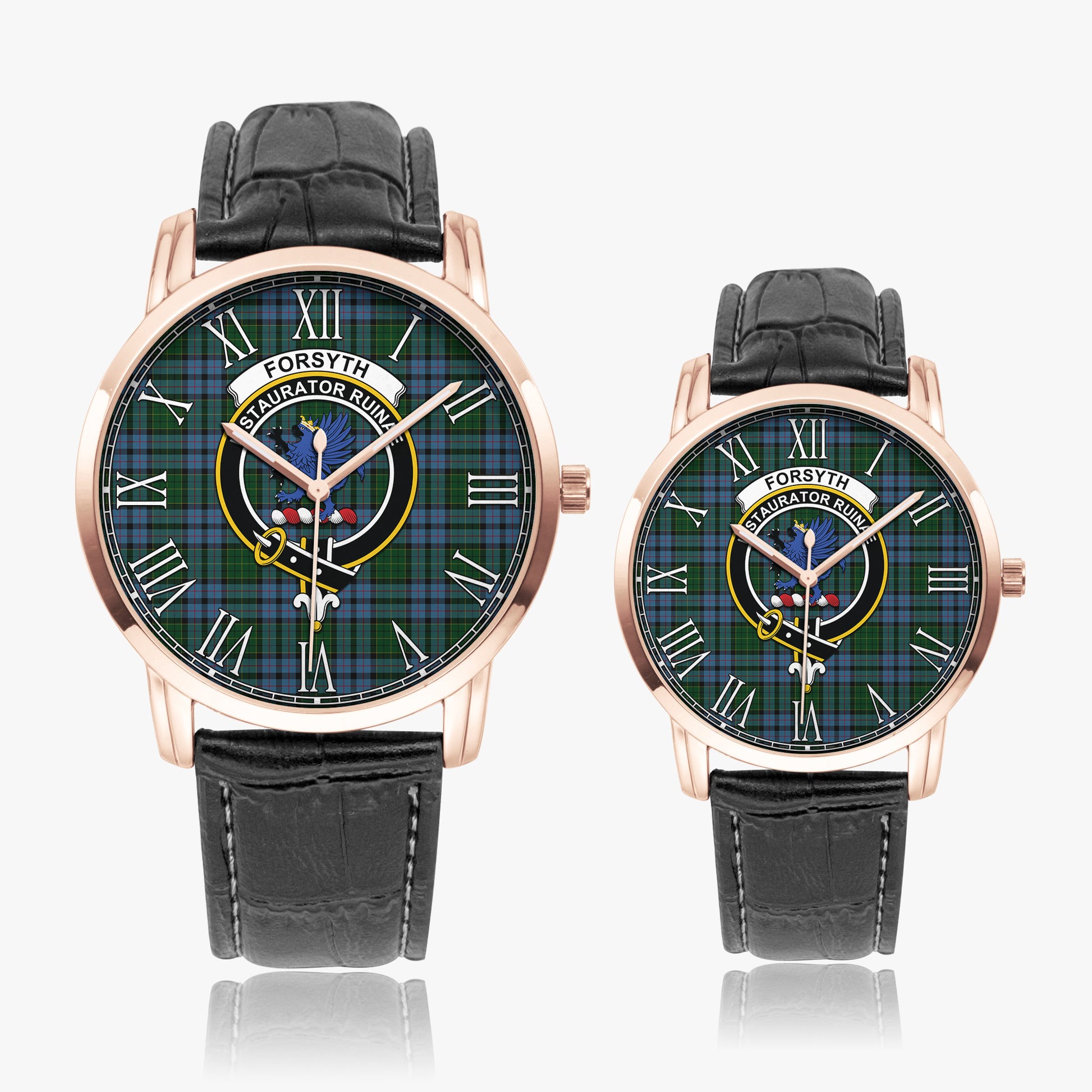 Forsyth Tartan Family Crest Leather Strap Quartz Watch - Tartan Vibes Clothing