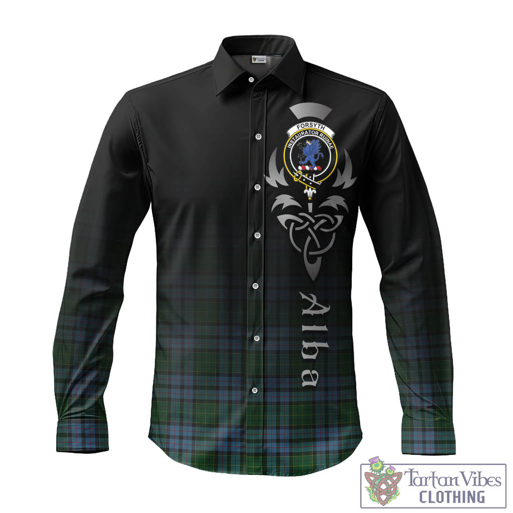 Forsyth Tartan Long Sleeve Button Up Featuring Alba Gu Brath Family Crest Celtic Inspired - Tartan Vibes Clothing