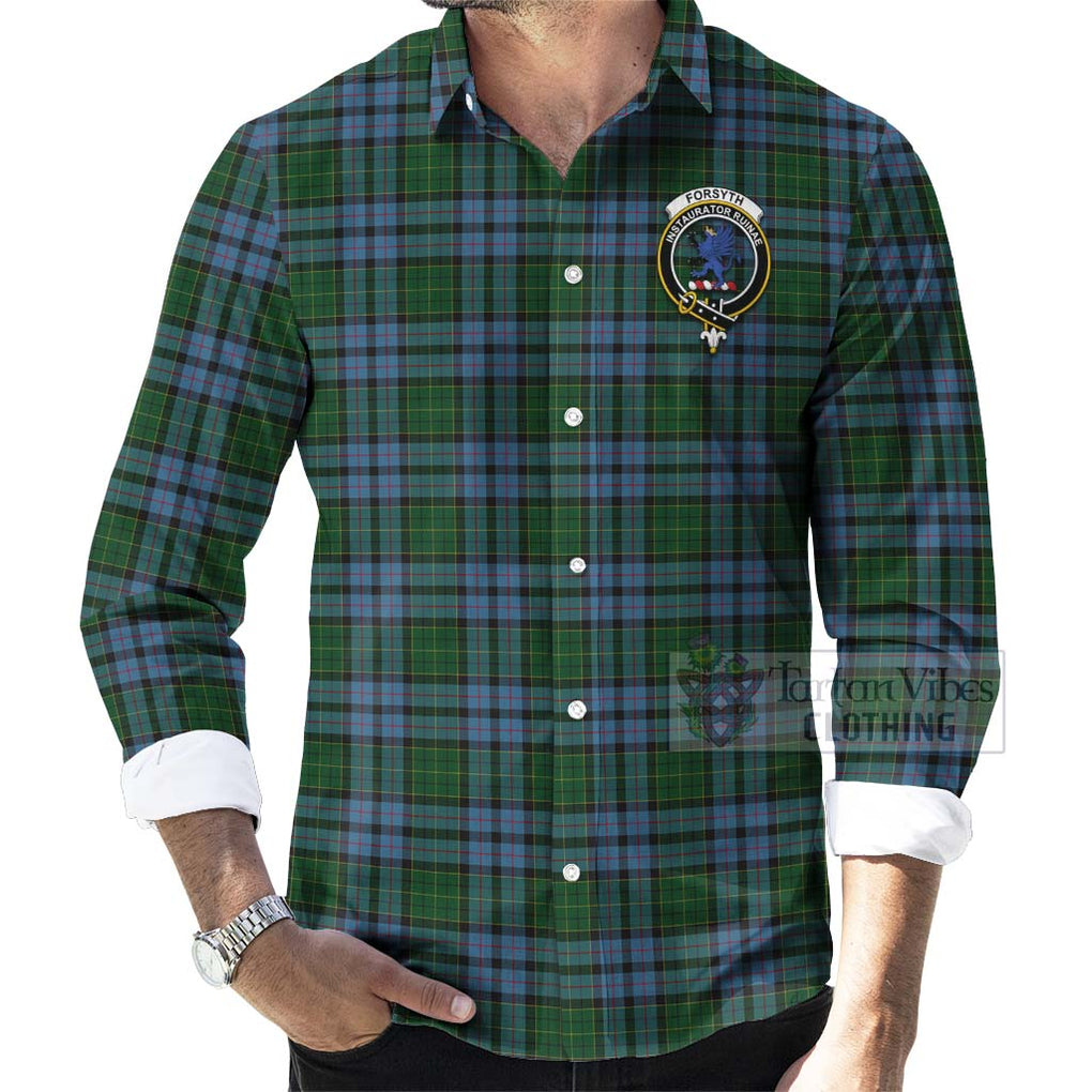 Forsyth Tartan Long Sleeve Button Shirt with Family Crest Celtic Skull Style - Tartan Vibes Clothing