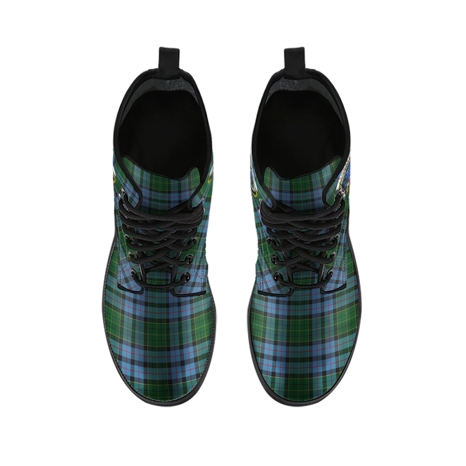 Forsyth Tartan Leather Boots with Family Crest - Tartan Vibes Clothing