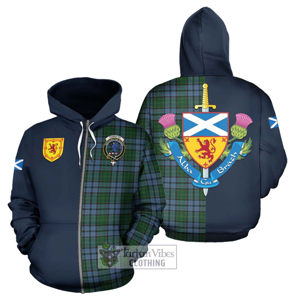 Forsyth Tartan Hoodie Alba with Scottish Lion Royal Arm Half Style - Tartan Vibes Clothing