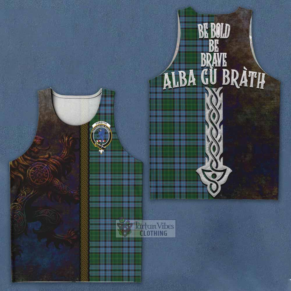 Tartan Vibes Clothing Forsyth Tartan Family Crest Men's Tank Top Alba Gu Brath Be Brave Lion Ancient Style