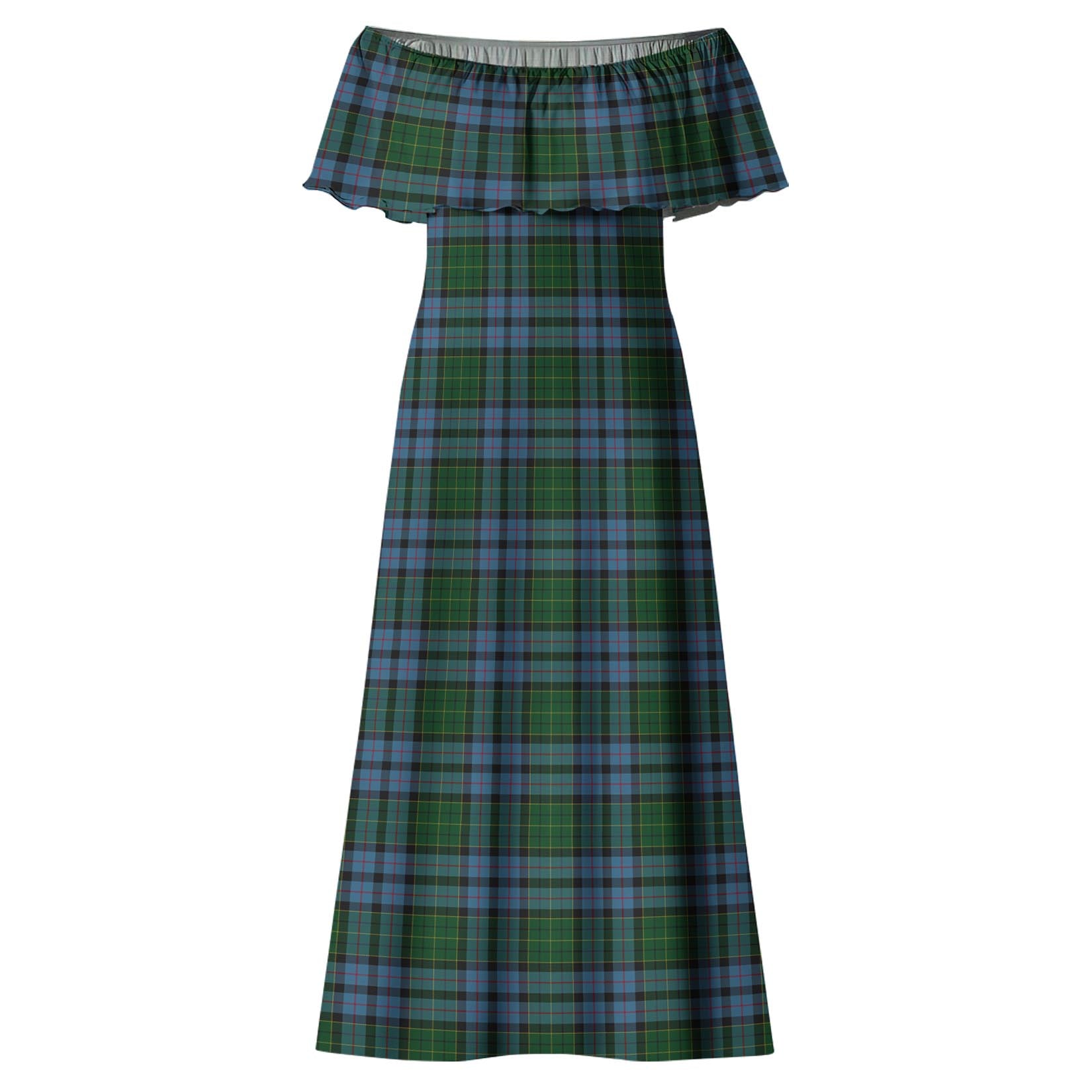 Forsyth Tartan Off Shoulder Long Dress - Tartan Vibes Clothing