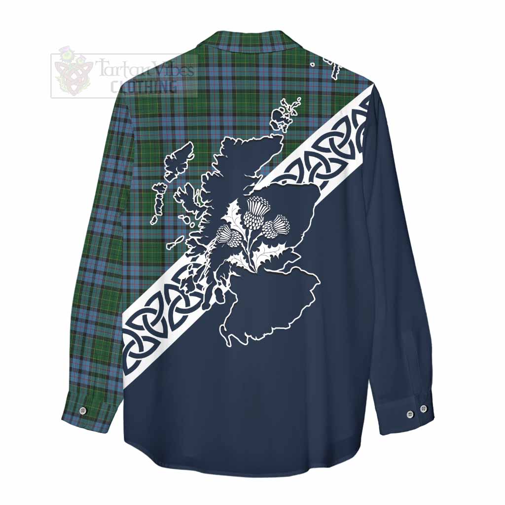 Forsyth Tartan Women's Casual Shirt Featuring Thistle and Scotland Map - Tartan Vibes Clothing