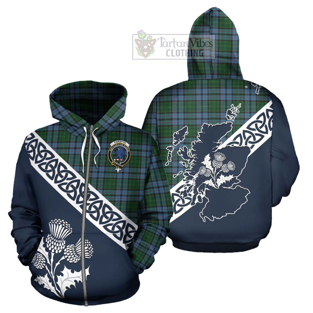 Forsyth Tartan Hoodie Featuring Thistle and Scotland Map - Tartan Vibes Clothing