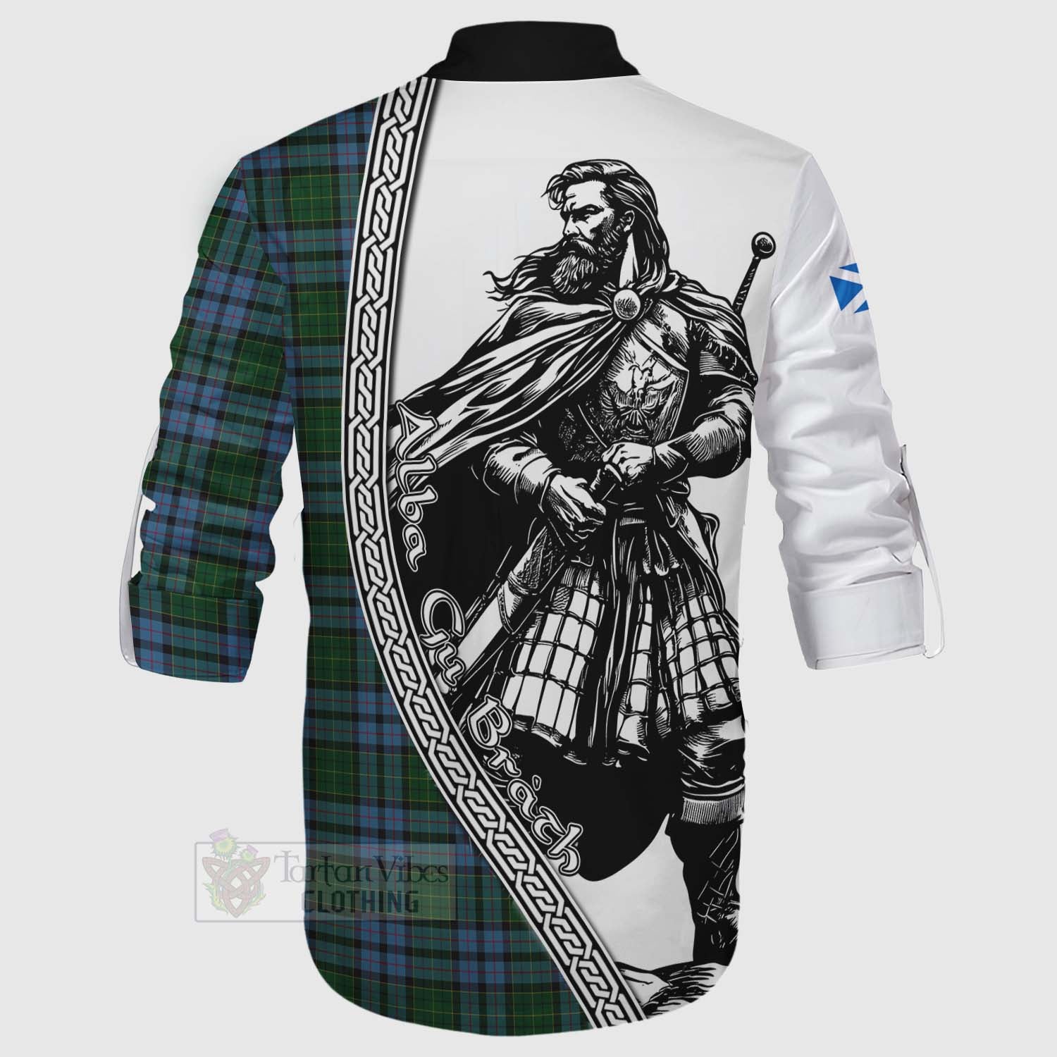 Forsyth Tartan Clan Crest Ghillie Kilt Shirt with Highlander Warrior Celtic Style - Tartan Vibes Clothing