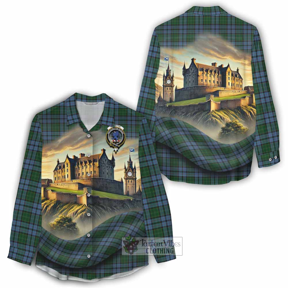Forsyth Tartan Family Crest Women's Casual Shirt with Scottish Ancient Castle Style - Tartan Vibes Clothing