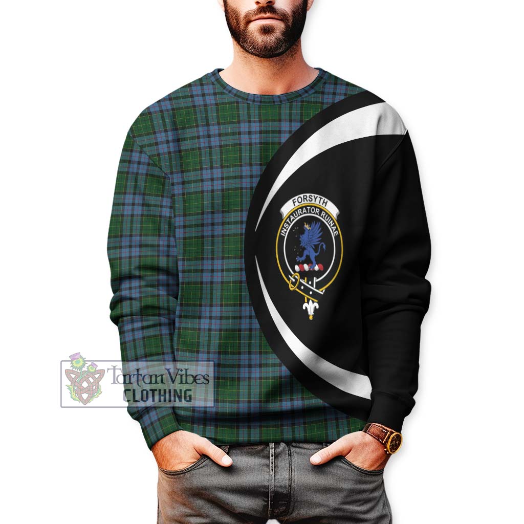 Forsyth Tartan Sweatshirt with Family Crest Circle Style - Tartan Vibes Clothing