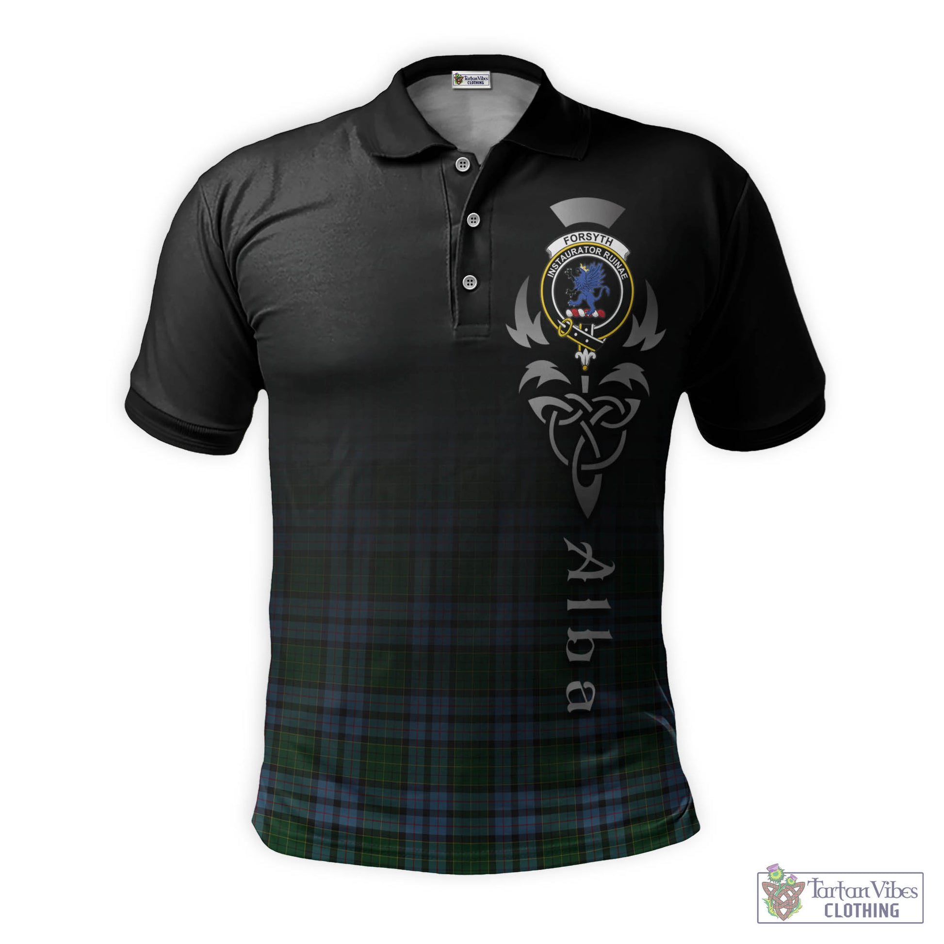 Forsyth Tartan Polo Shirt Featuring Alba Gu Brath Family Crest Celtic Inspired - Tartan Vibes Clothing