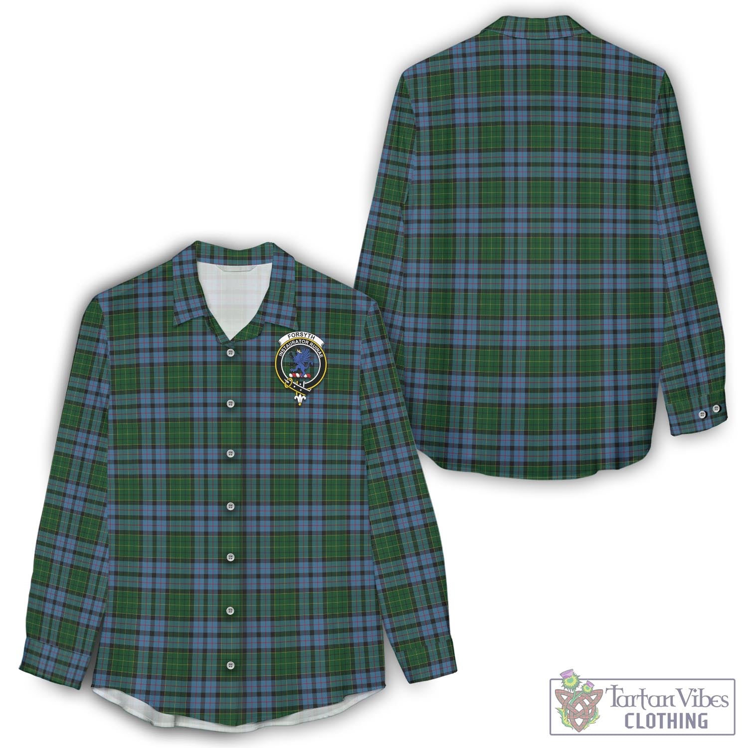 Forsyth Tartan Women's Casual Shirt with Family Crest - Tartan Vibes Clothing