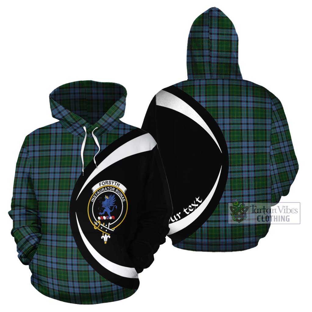 Forsyth Tartan Cotton Hoodie with Family Crest Circle Style Zip Hoodie - Tartan Vibes Clothing