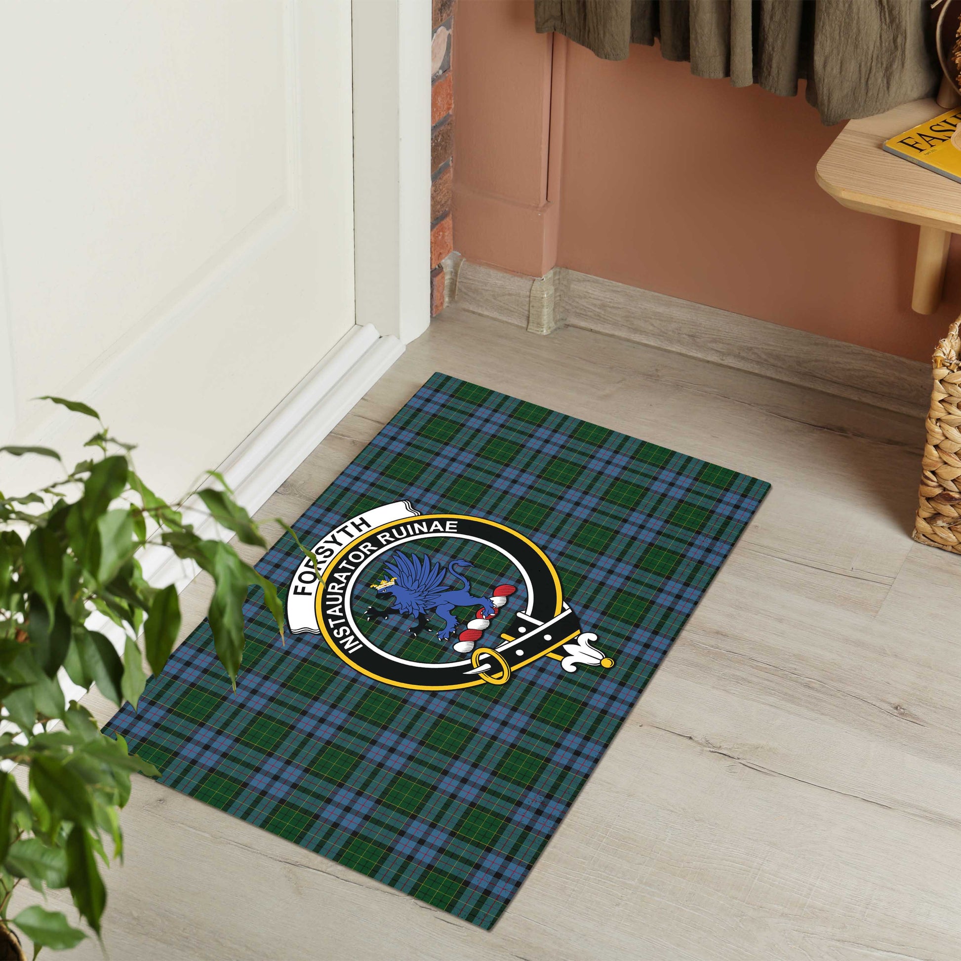 Forsyth Tartan Rubber Doormat with Family Crest - Tartan Vibes Clothing